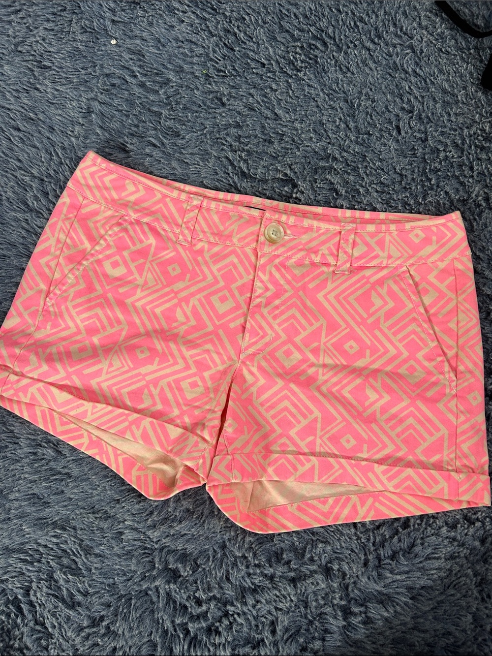 Women’s Pink Geometric Print Cotton Shorts